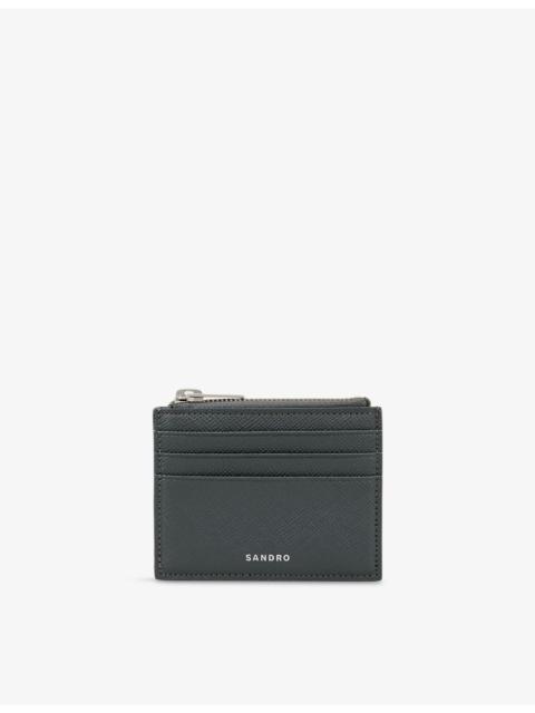 Sandro Logo-embossed zipped leather card holder