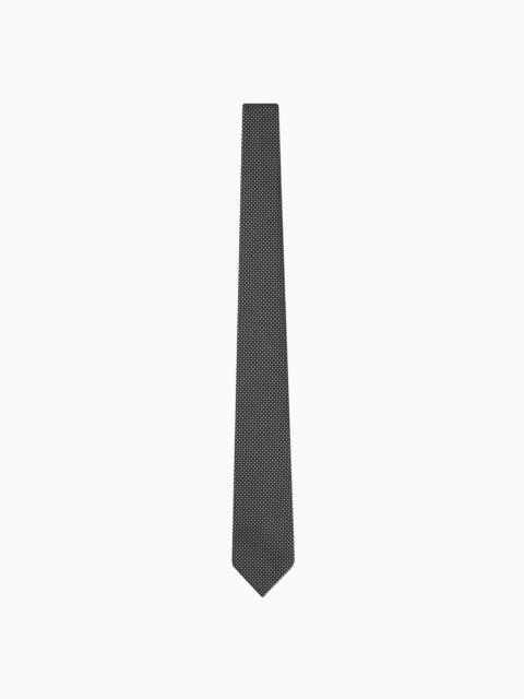 EMPORIO ARMANI Pure silk tie with jacquard micro-pattern