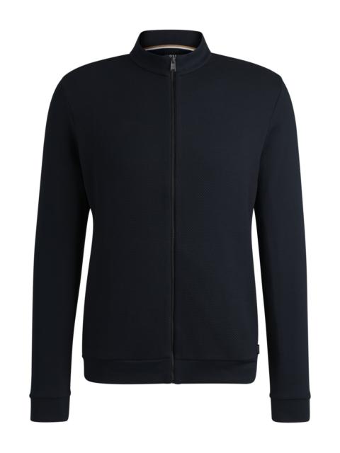 BOSS PIMA-COTTON ZIP-UP SWEATSHIRT WITH STRUCTURED FRONT