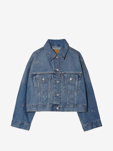 Levi's crystal-embellished cropped denim jacket