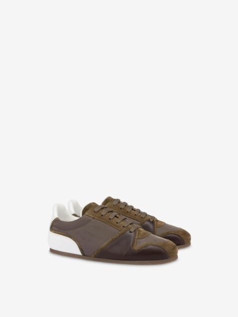 Moschino NYLON AND CALFSKIN TRAINERS