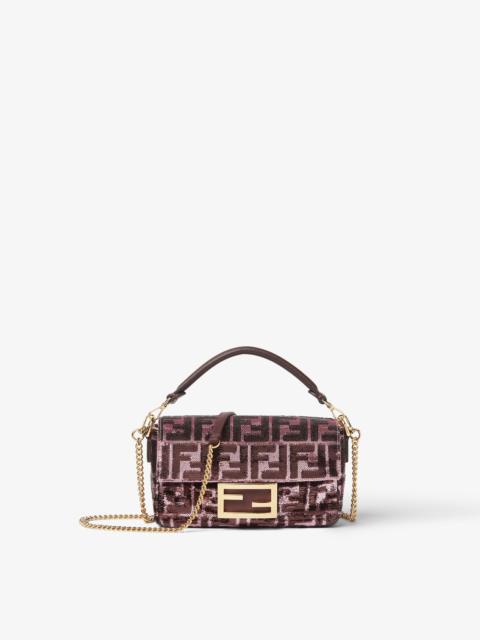 FENDI Baguette® Mini Pink and burgundy FF sequin bag