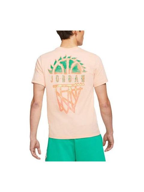 Jordan Air Jordan DNA Logo Geometry Pattern Printing Round Neck Short Sleeve Orange Pink DQ8643-800