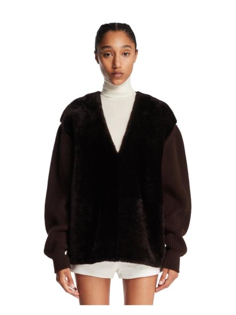 Jil Sander Brown Fur Sweater