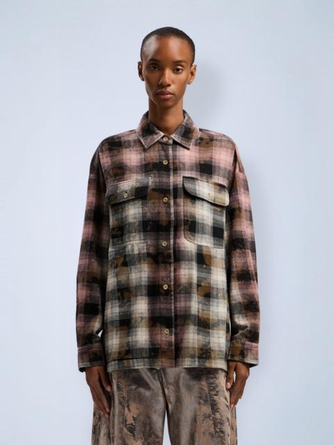 Curved Logo Coated Checkshirt