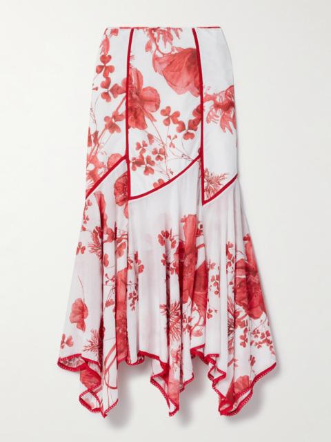 Charo Ruiz Nopy Asymmetric Scalloped Floral-print Cotton-blend Skirt