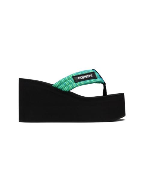 COPERNI Black & Green Wedge Heeled Sandals