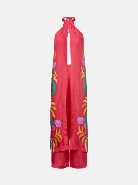 FARM RIO Banana Queen printed halterneck jumpsuit