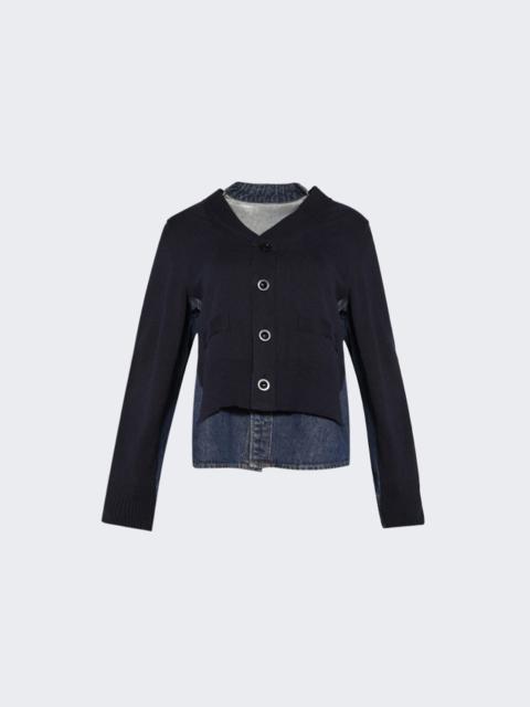 sacai Denim X Knit Cardigan Blue
