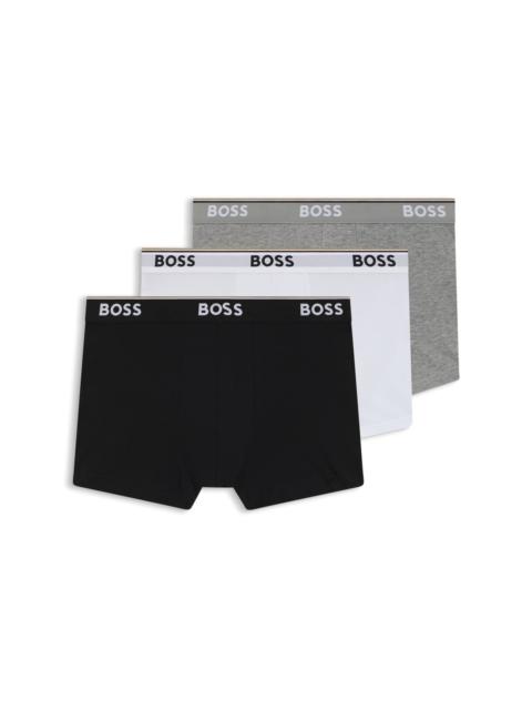 BOSS THREE-PACK OF STRETCH-COTTON TRUNKS WITH LOGO WAISTBANDS