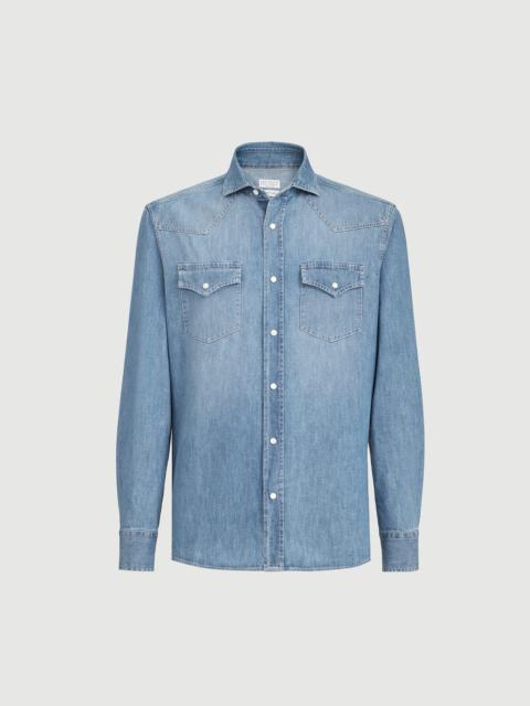 Brunello Cucinelli Lightweight denim easy fit Western shirt