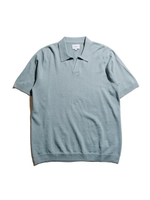 Leif Cotton Linen Polo Greyish Blue