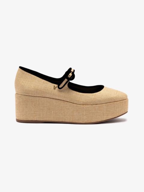 Larroudé Blair Flatform In Beige Raffia