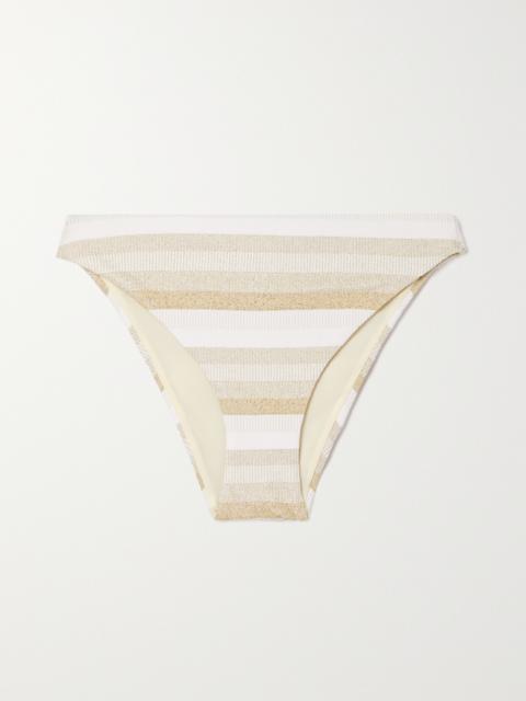 Max Mara Swami Metallic Striped Stretch Bikini Briefs