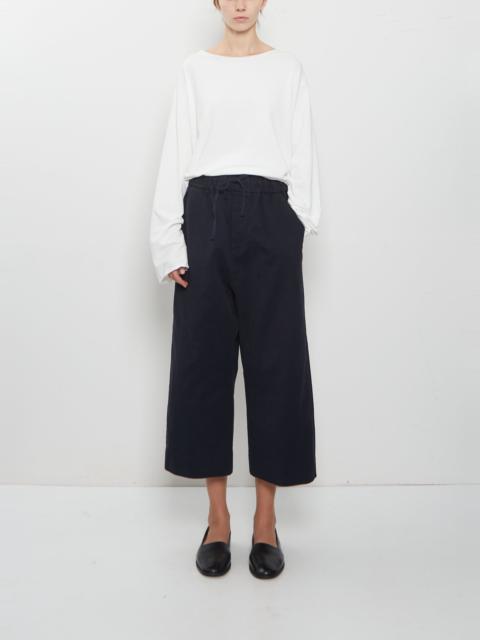 ALBUM DI FAMIGLIA Compact Cotton Wide & Short Trousers — Navy