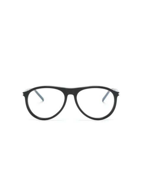 SAINT LAURENT logo-engraved pilot-frame glasses