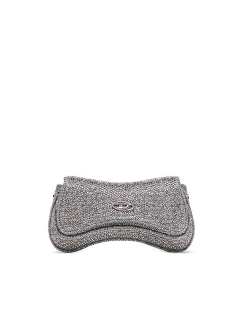 Diesel crystal-embellished logo-plaque clutch bag