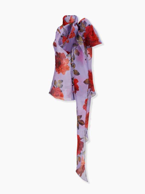 CAROLINA HERRERA Rose-Print Organza Top with Bow