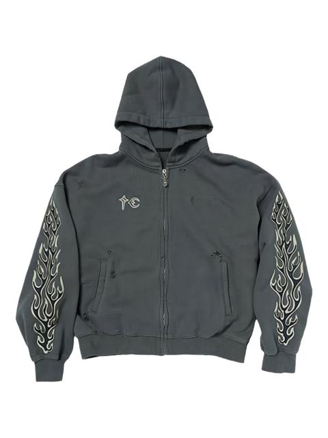 Thug Club Leather Flame zip-up sweatshirt
