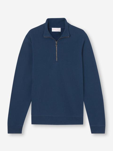 Derek Rose Men's Half-Zip Pullover Quinn Cotton Modal Navy