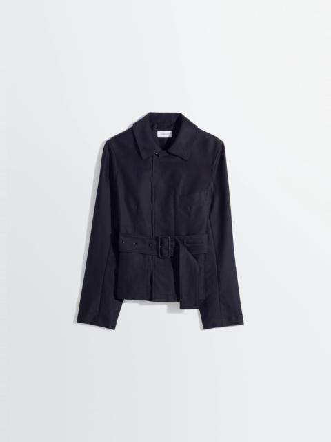 BELTED UTILITY JACKET IN COTTON SATIN
