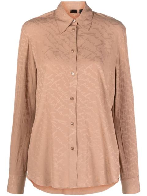 PINKO logo-print satin-finish shirt