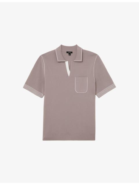 REISS Newbury Contrast-Stitch Stretch-Knit Polo Shirt