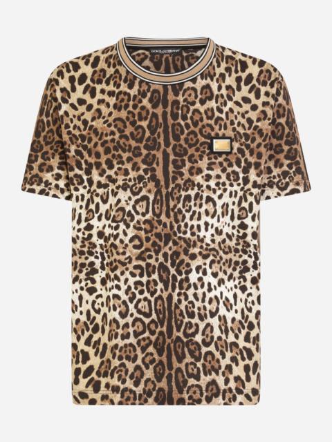 Leopard-print cotton T-shirt
