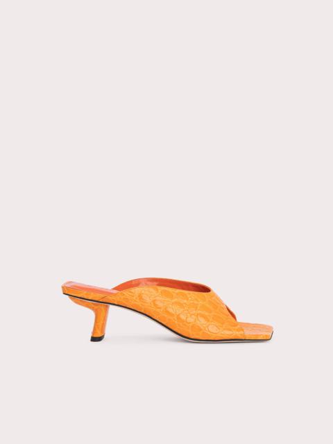 BY FAR Huston Orange Circular Croco Embossed Leather
