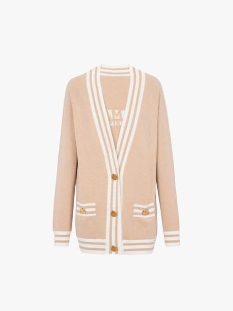 Balmain Sand-colored and nude knit cardigan