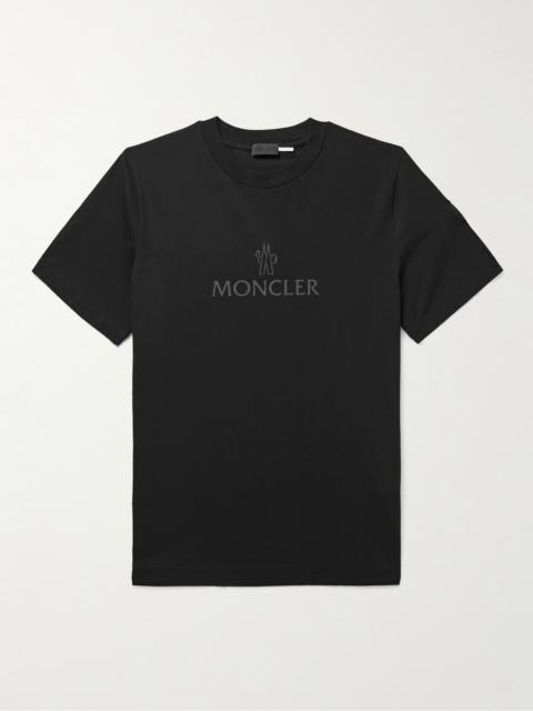 Moncler Mesh-Trimmed Logo-Print Cotton-Jersey T-Shirt