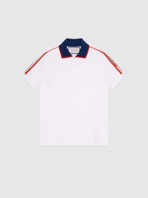 GUCCI Cotton polo with Gucci stripe