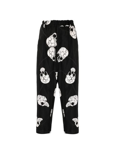 Y's skull-print tapered trousers