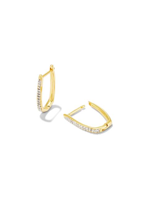 KENDRA SCOTT Ellen Luxe 18k Gold Vermeil Huggie Earrings in White Sapphire