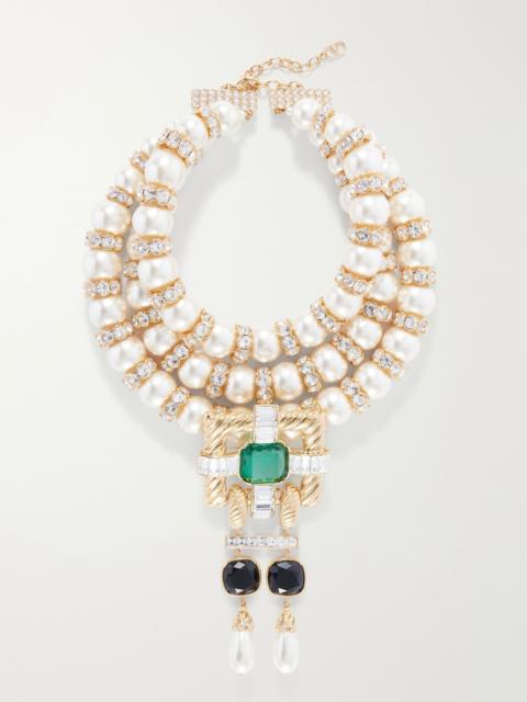Valentino Hypergoutte embellished gold-tone necklace Gold