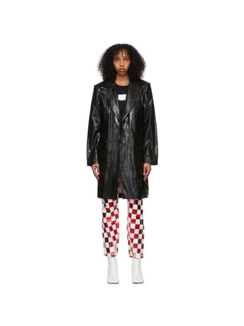 MM6 Maison Margiela Black Faux-Leather Coat