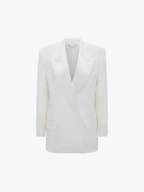 Victoria Beckham Exclusive Double Breasted Tuxedo Jacket In Ivory