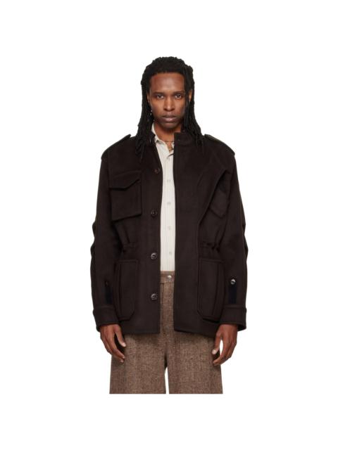 NULLUS Brown Deconstructed Parka Jacket