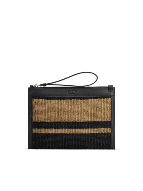 Tod's logo-debossed interwoven clutch bag