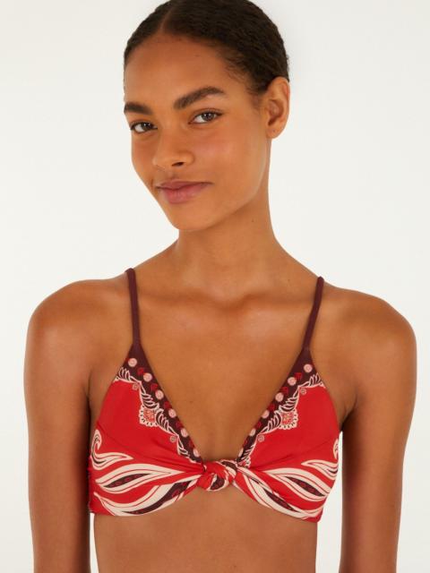 FARM RIO Red Ainika Garden Bandeau Bikini Top