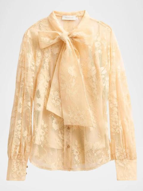 Zimmermann Valiant Lace Pussy Bow Blouse