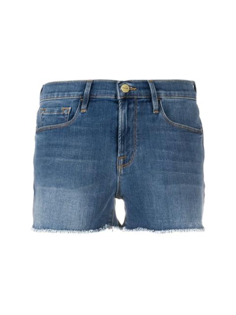 unfinished hem denim shorts