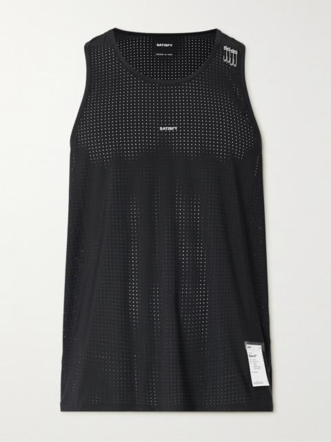 SATISFY Embellished Logo-Appliquéd Space-O™ Mesh Tank Top