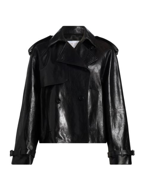 MICHAEL KORS COLLECTION Women's Leather Oversized Crop Trench Coat - Black