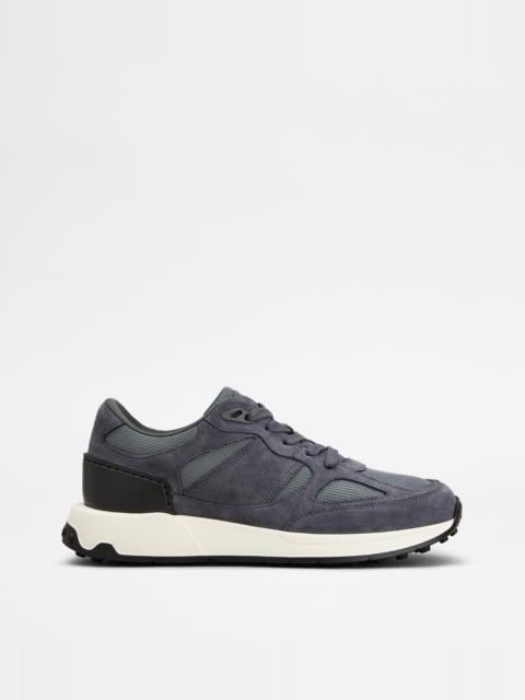 Tod's SNEAKERS IN LEATHER AND FABRIC - GREY