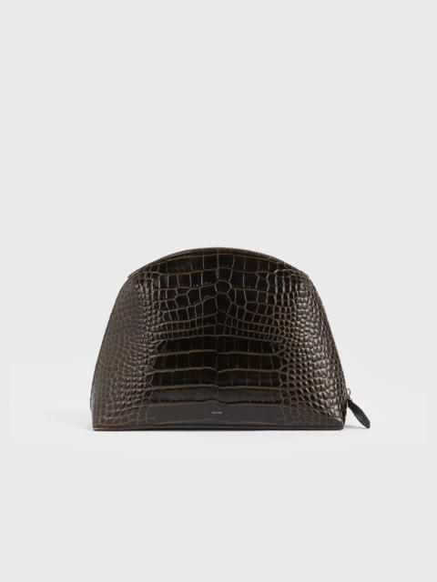 TOTEME Medium croco-embossed day pouch dark brown