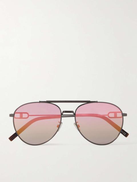 Dior CD Link R1U Aviator-Style Gunmetal-Tone Sunglasses