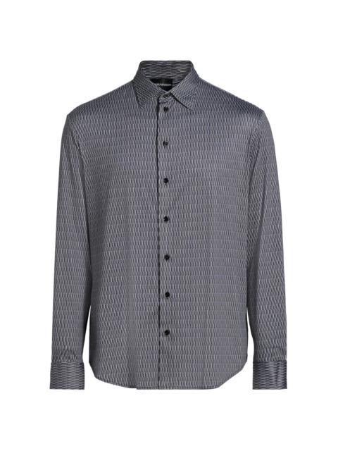 EMPORIO ARMANI Men's Geometric Button-Front Sport Shirt - Fancy Blue