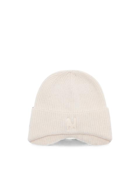 MSGM ribbed-knit embroidered beanie hat