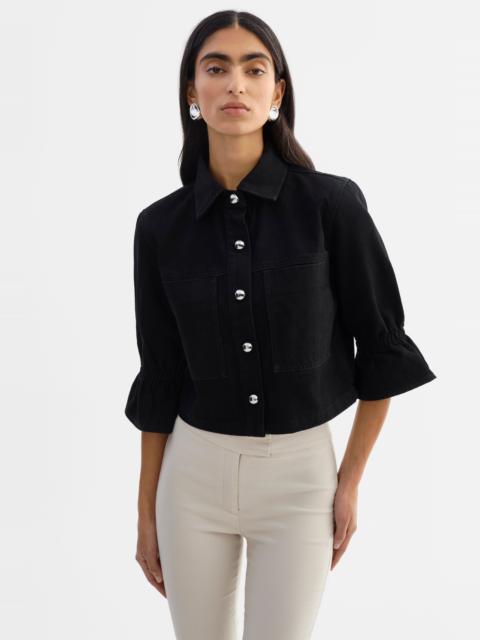 LAMARQUE CAROLINA D | Ruffle Sleeve Denim Jacket